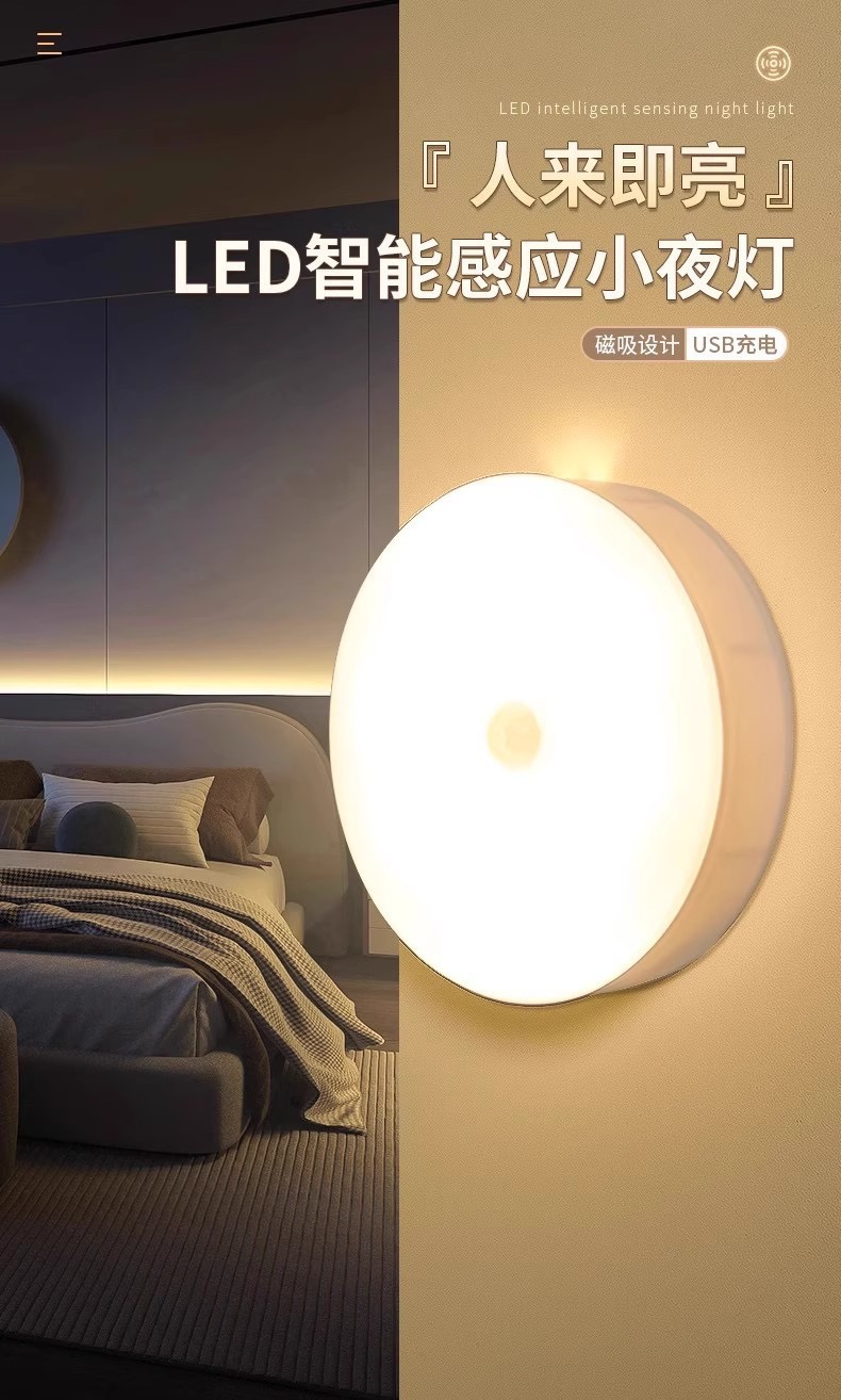Bluu LED光感充電人體感應燈小夜燈家用